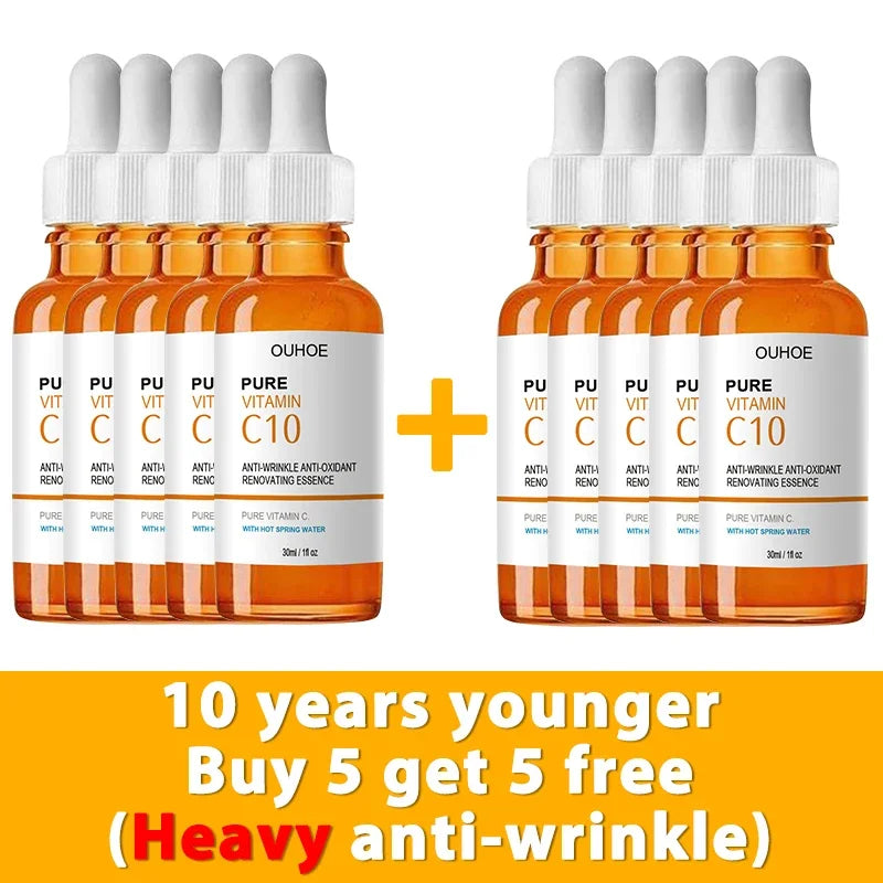 Vitamine C Wrinkle Remover Sérum pour le visage Lifting Raffermissant Fade Fine Lines Anti-aging Essence Blanchiment Éclaircir Nourrir Soins de la peau