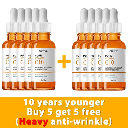 Vitamine C Wrinkle Remover Sérum pour le visage Lifting Raffermissant Fade Fine Lines Anti-aging Essence Blanchiment Éclaircir Nourrir Soins de la peau