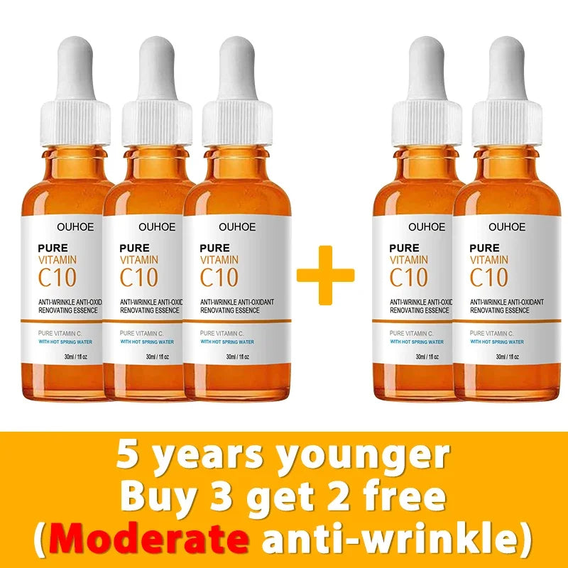 Vitamine C Wrinkle Remover Sérum pour le visage Lifting Raffermissant Fade Fine Lines Anti-aging Essence Blanchiment Éclaircir Nourrir Soins de la peau