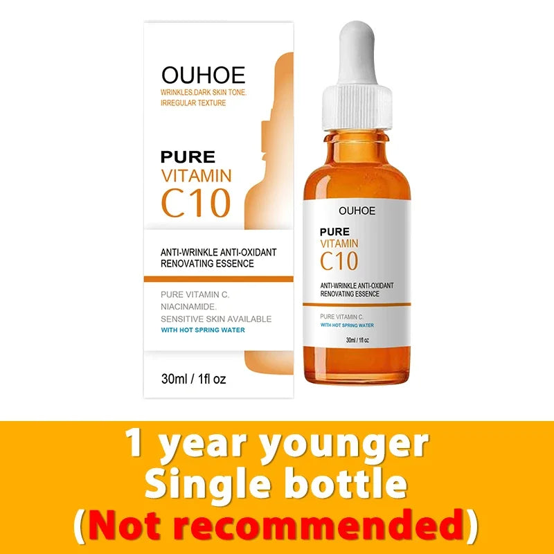 Vitamine C Wrinkle Remover Sérum pour le visage Lifting Raffermissant Fade Fine Lines Anti-aging Essence Blanchiment Éclaircir Nourrir Soins de la peau